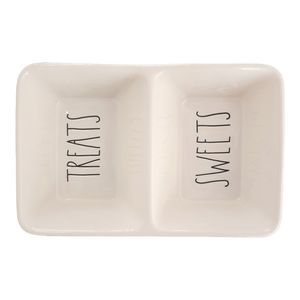 Rae Dunn Artisan Collection by Magenta Divided Dish "Treats" and "Sweets" 8 x 5”